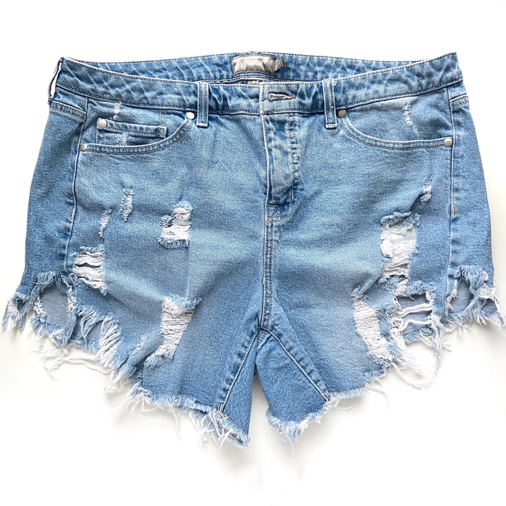 Torrid High Rise Denim Shorts - Plus Size High Waist Destroyed Distressed Shorts